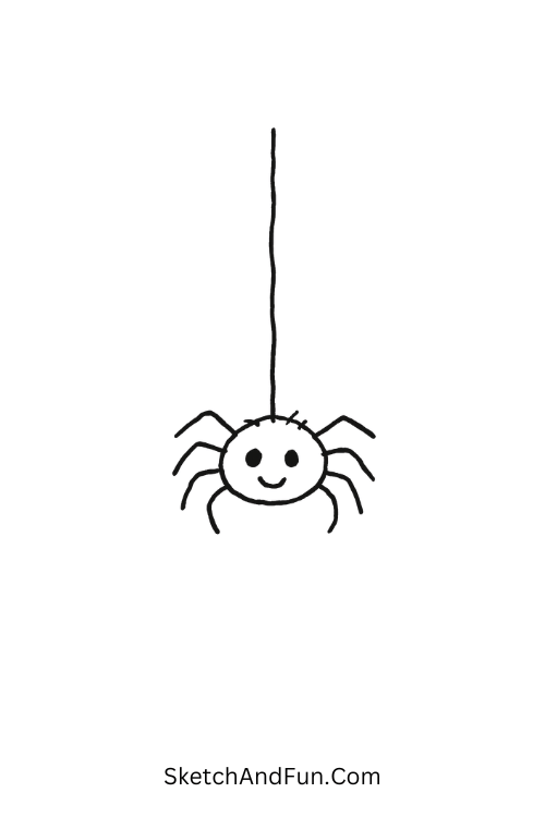A doodle of a spider hanging from a thread, notebook grunge doodles