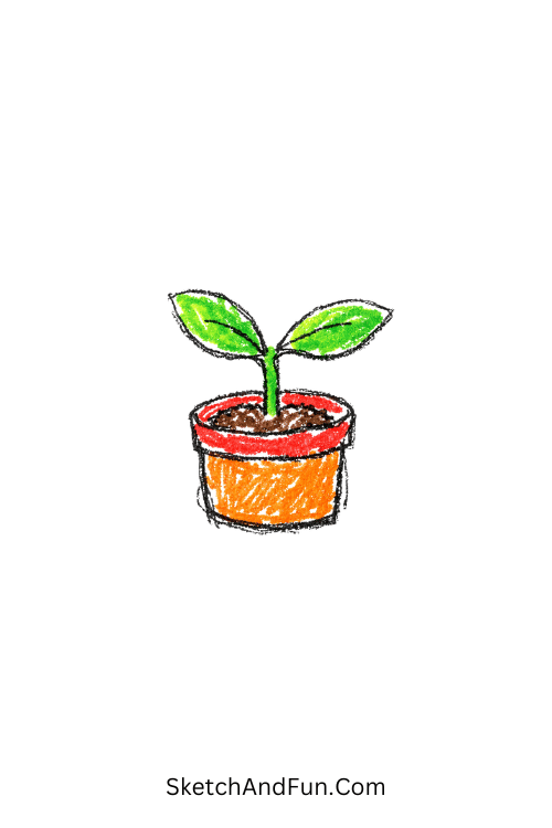 A doodle of sprouting plant in pot, may doodle prompts