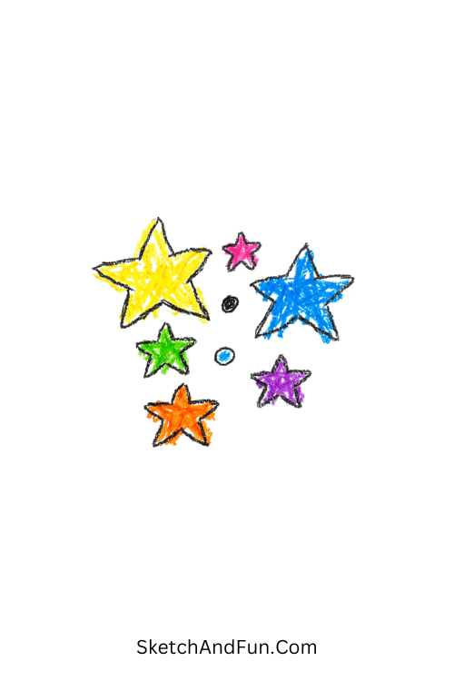 A doodle of a small cluster of stars in a soft and dreamy arrangement, star doodle aesthetic
