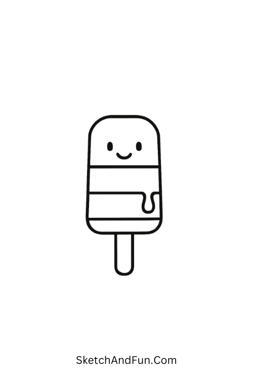 A doodle of a smiling summer popsicle, beach doodles easy