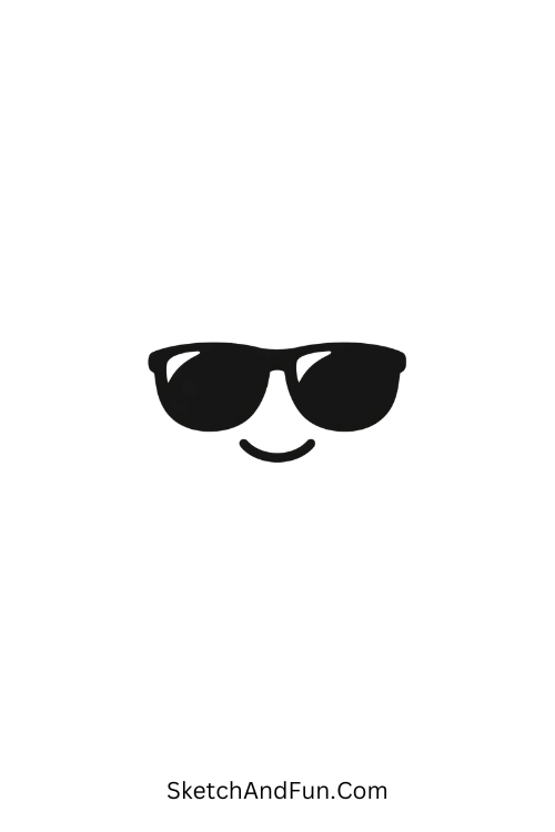 A drawing of a minimal face with oversized sunglasses, summer doodle ideas