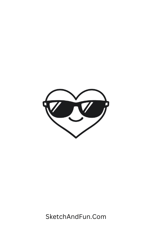 A drawing of a heart wearing sunglasses, cute summer drawing ideas