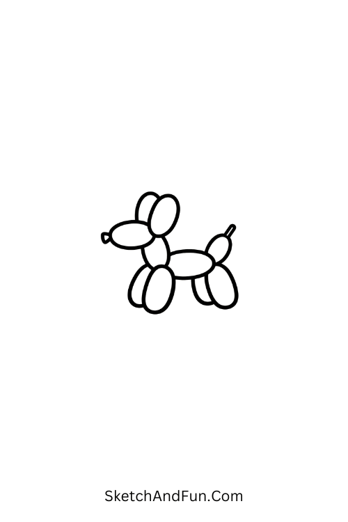A doodle of a minimal balloon dog outline, small art doodle inspirations