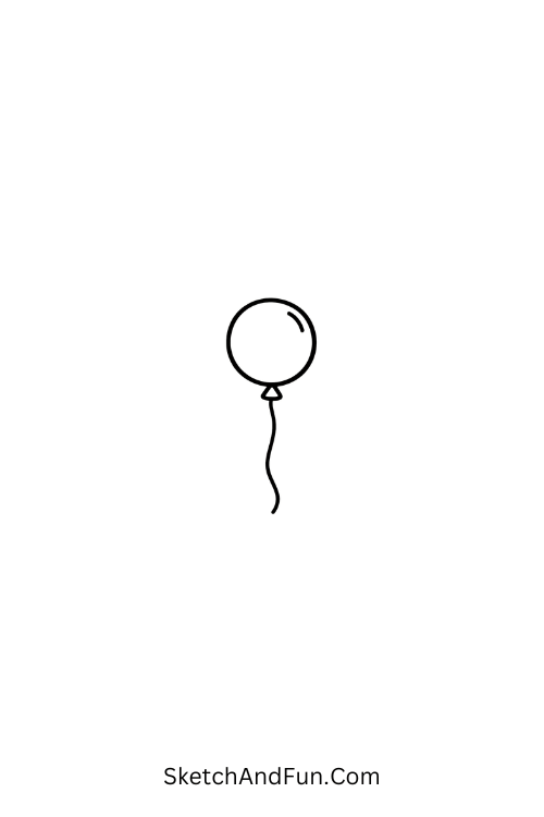 A doodle of a small round balloon with string, minimal doodle designs