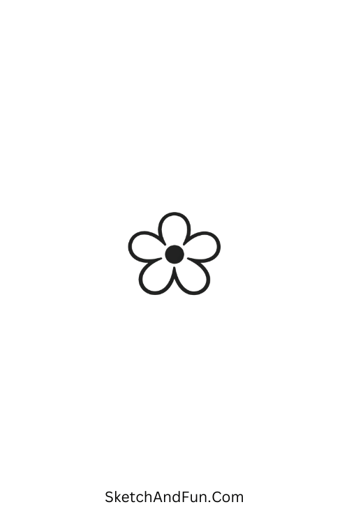 A doodle of a small five-petal flower, cute minimal doodles