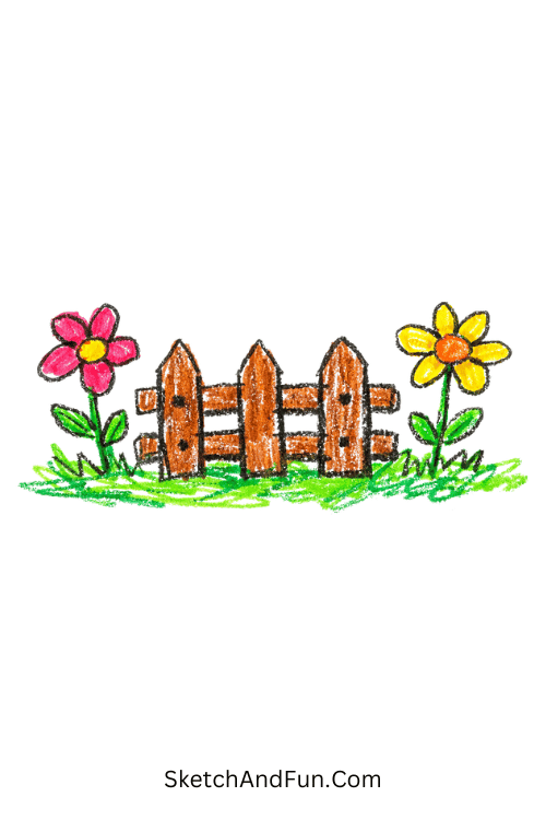 A doodle of tiny garden fence flowers, may doodles sketchbook ideas
