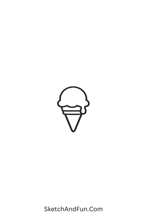 A doodle of a tiny ice cream cone with a drip, kids doodle drawings