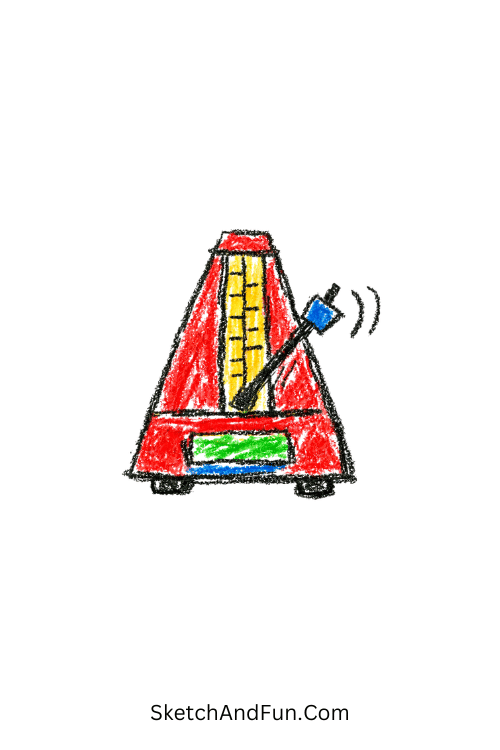 A doodle of a swinging tiny metronome triangle, music doodle ideas