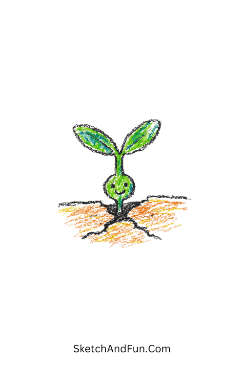 Tiny Plant Breaking Through the Soil Motivational Doodle