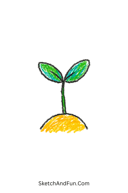 A doodle of a tiny sprout with two leaves, notebook doodles aesthetic ideas