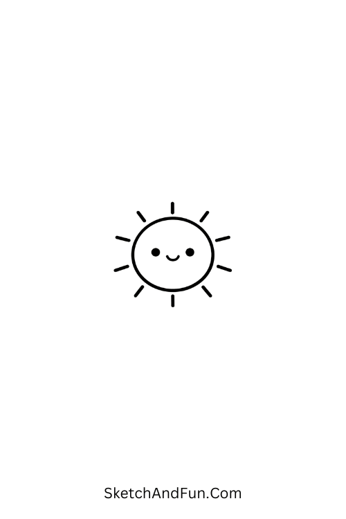 A doodle of a little sun with short rays, seasonal doodle ideas