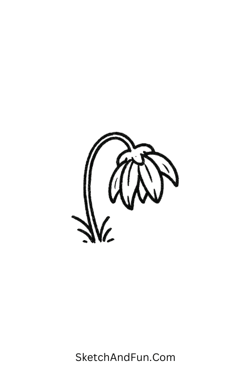 A doodle of a wilted drooping flower, grunge aesthetic drawing ideas