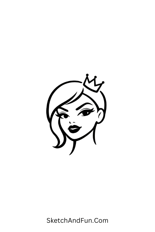 A doodle of a face with tilted crown, aesthetic doodles for beginners