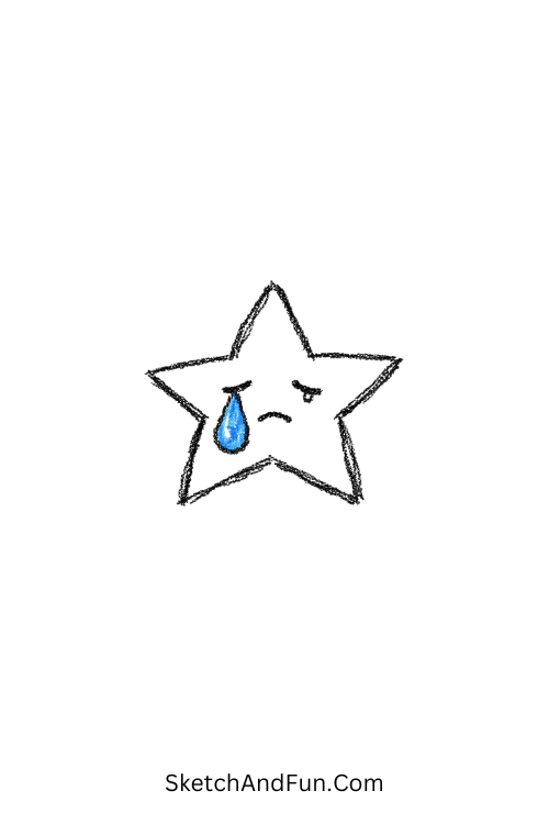 A doodle of a star with a tear drop, weird cute doodles