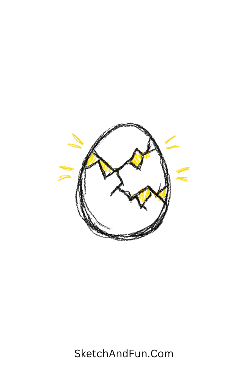 A doodle of a glowing cracked dragon egg, medieval marginalia doodle history