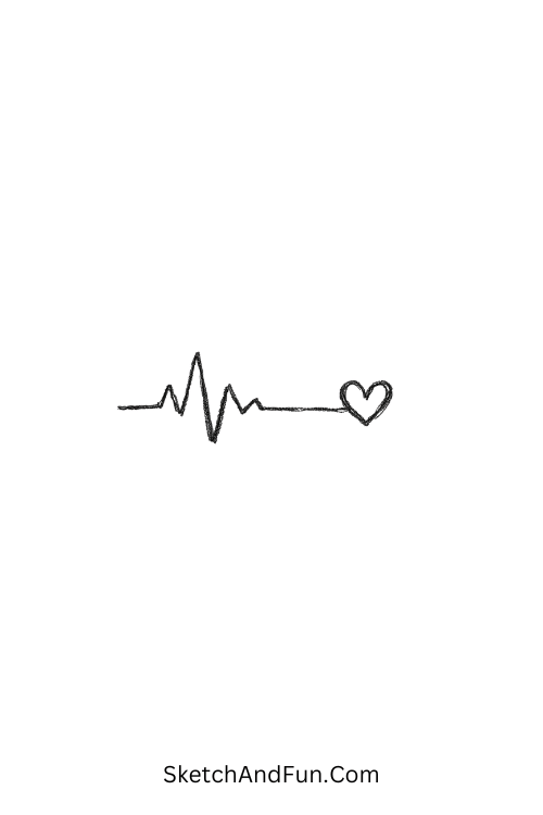 A doodle of a heartbeat line ending in a heart, hand doodle ideas