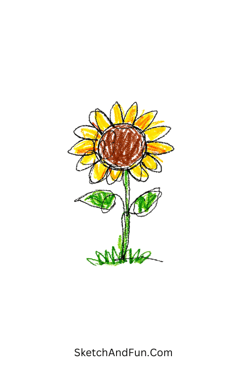 A doodle of sunflower in one continuous line, sunflower line art