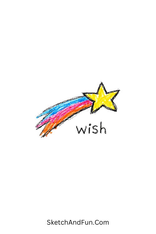 A doodle of a star with a long sparkling trail, girly doodle images