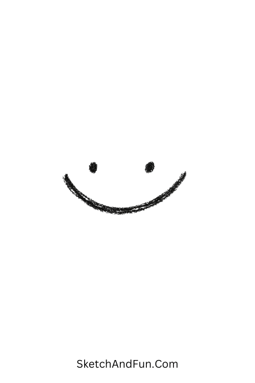 A doodle of a tiny smiling curve with dots, cool doodles to draw on hand