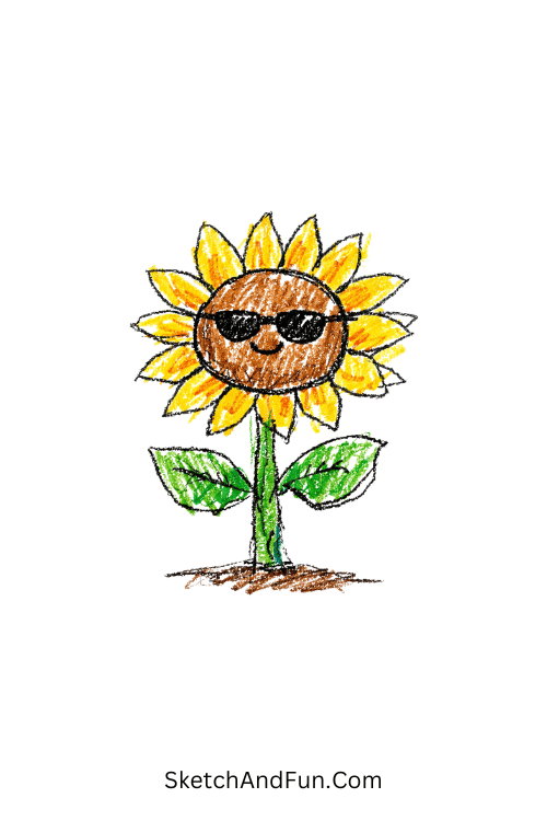 A doodle of a sunflower wearing sunglasses, sunflower doodle wallpaper