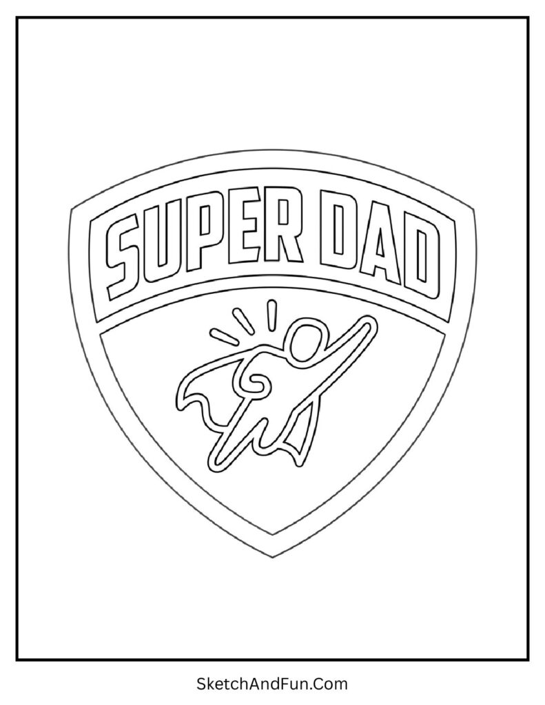 A coloring page of superhero shield emblem, fathers day coloring sheets free printable