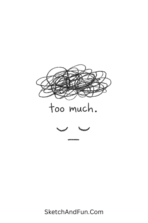 A doodle of a scribble cloud above a calm face, emo doodle coloring pages