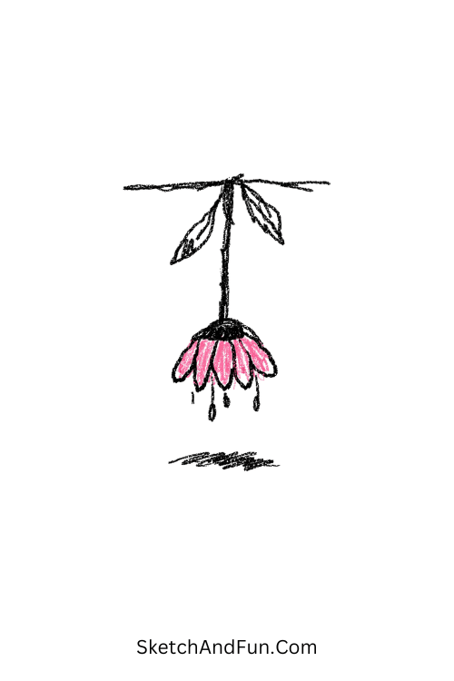 A doodle of an upside down flower, weird doodles easy to draw