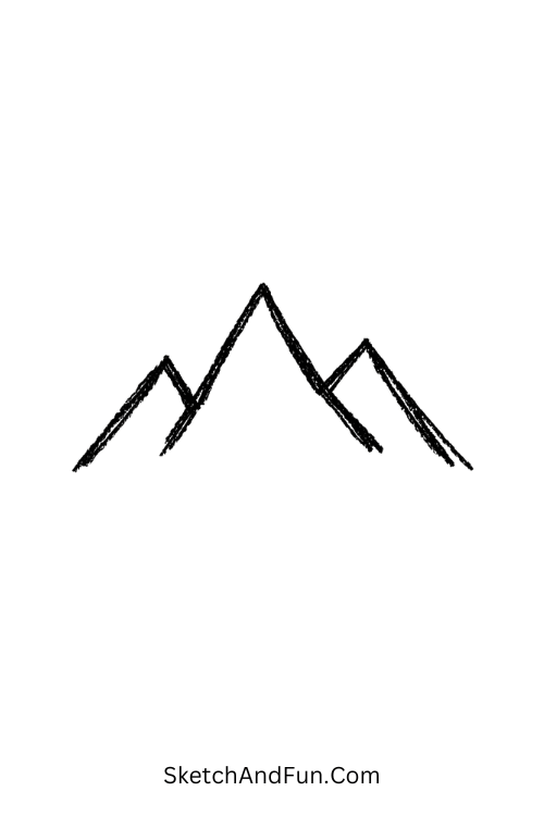 A doodle of sharp abstract geometric mountain shapes, mountain doodle ideas