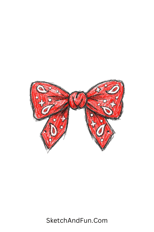 Bandana tied bow in simple clean western design, easy western doodles