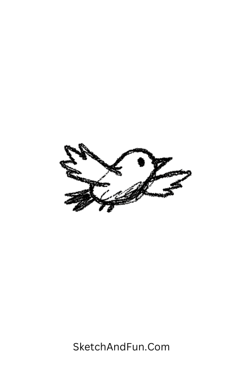 Zen drawing ideas with small bird flying in open calm space