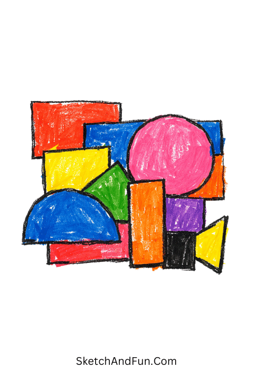 Bold abstract color blocks using Posca pen art ideas step by step in modern geometric style