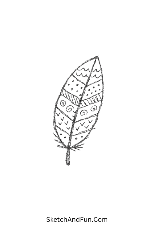 zen doodle coloring pages feather with dots curves and soft line details