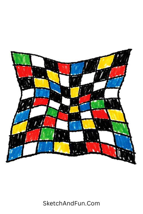 Checkerboard illusion art inspired by Posca pen art ideas Pinterest warped pattern effect