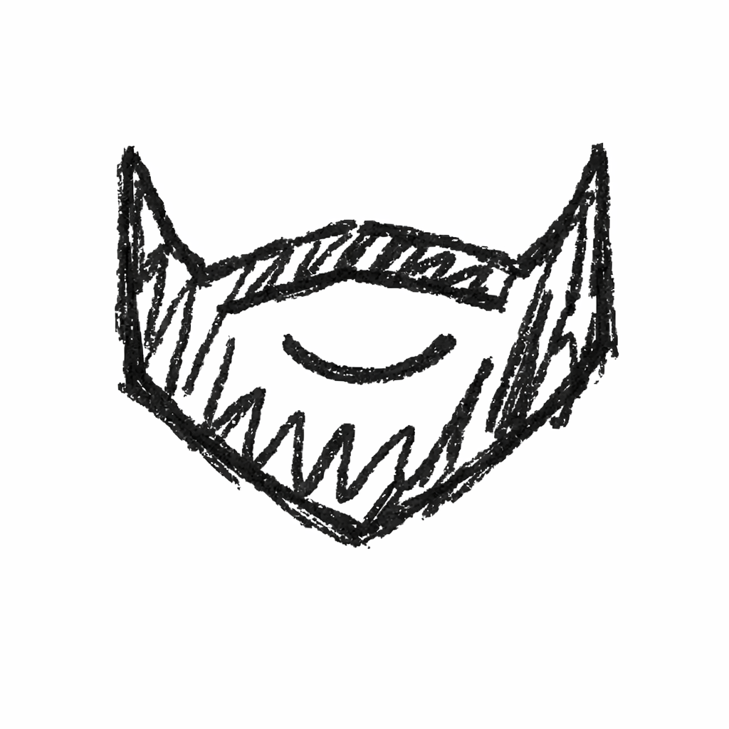A doodle of a simple beard shape with a smile under it, minimalist father’s day doodle designs