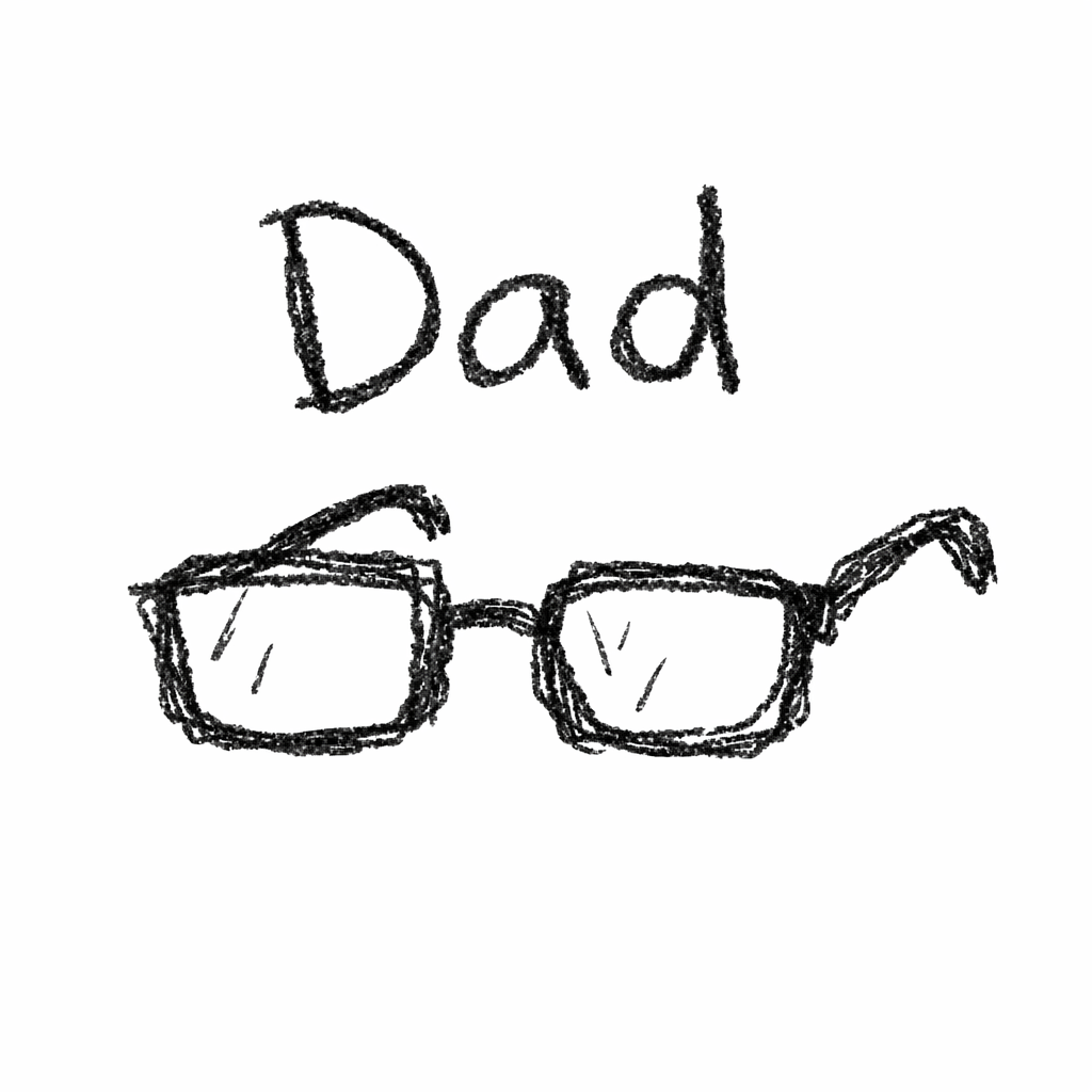 A doodle of simple glasses with “Dad” styling, father’s day doodle illustration ideas simple