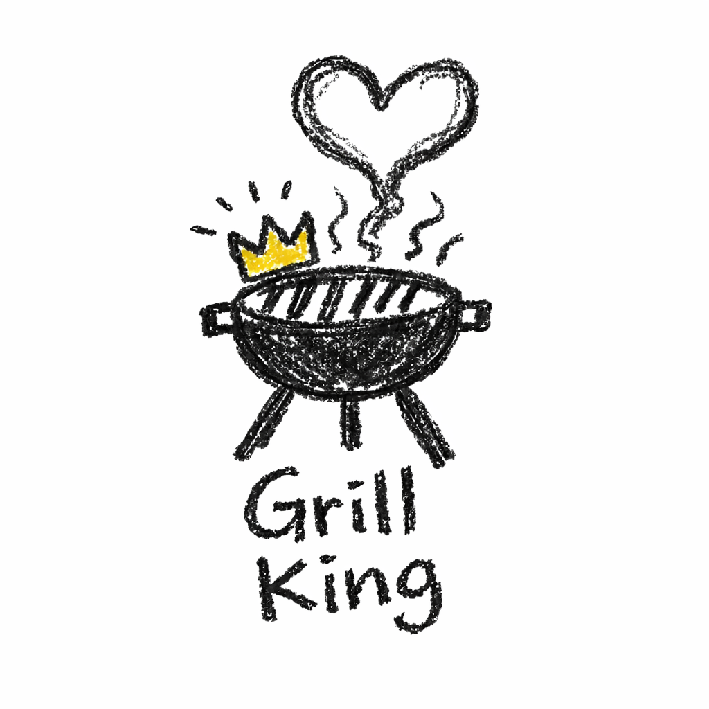 A doodle of a BBQ grill with heart-shaped smoke, fun father’s day doodle sketches for children