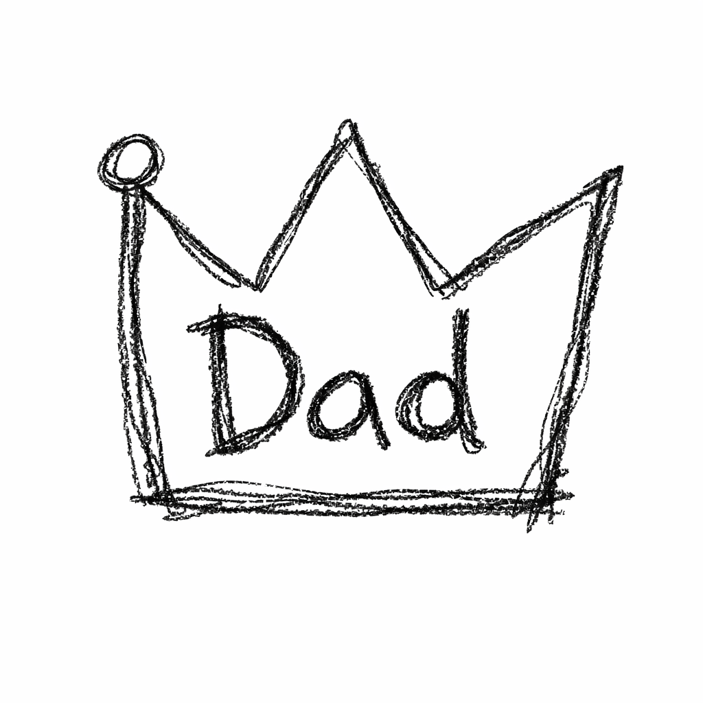 A doodle of a crown with “Dad” inside it, father’s day doodle art free printable