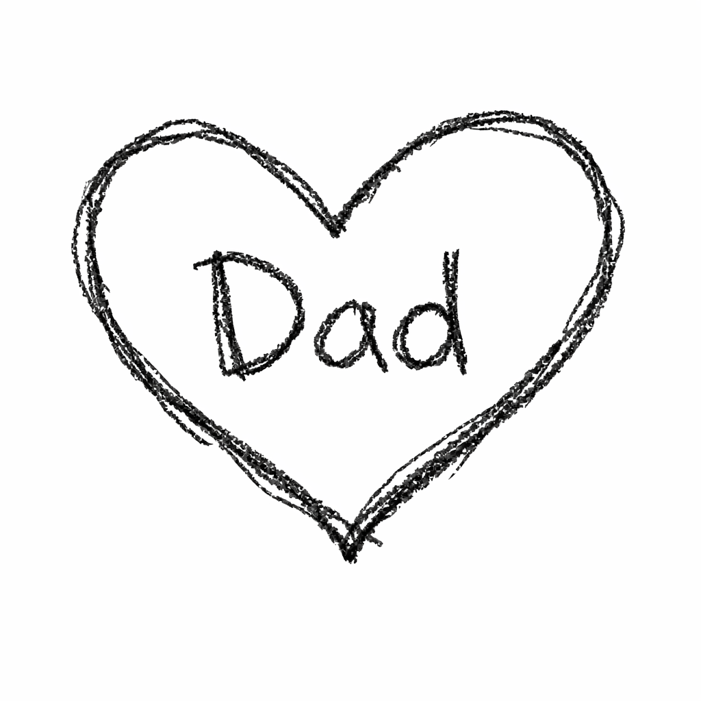 A doodle of a heart shape with “Dad” written inside, cute father’s day doodle art designs
