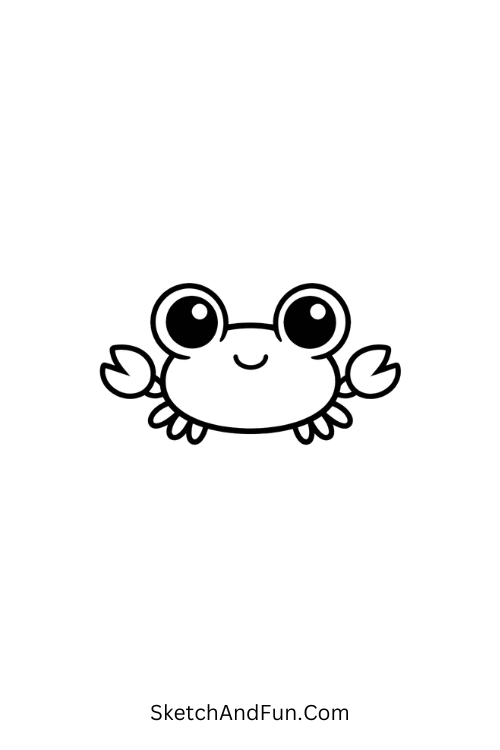 A drawing of a cute crab with big eyes, june coloring drawing ideas