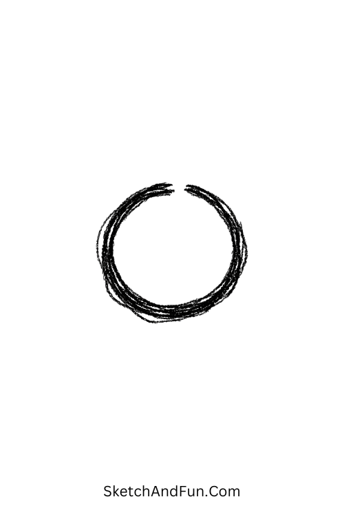 Zen brush drawing style circle showing calm flow and natural imperfection