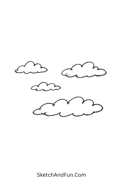 Zen drawing ideas with soft floating clouds in open peaceful sky