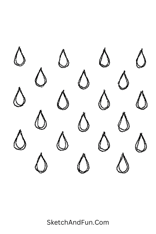 Gentle Raindrop Pattern – Zen doodle sketchbook ideas with falling raindrop-style shapes