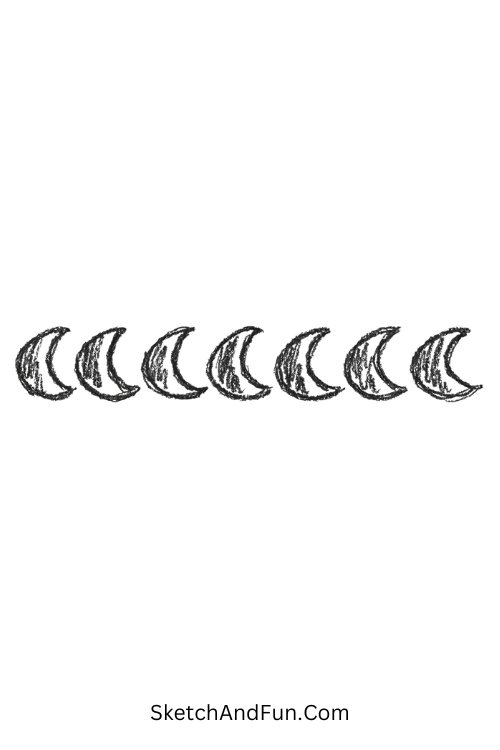 Half-Moon Repeats – Zen doodle patterns for beginners using simple crescent moon repeats