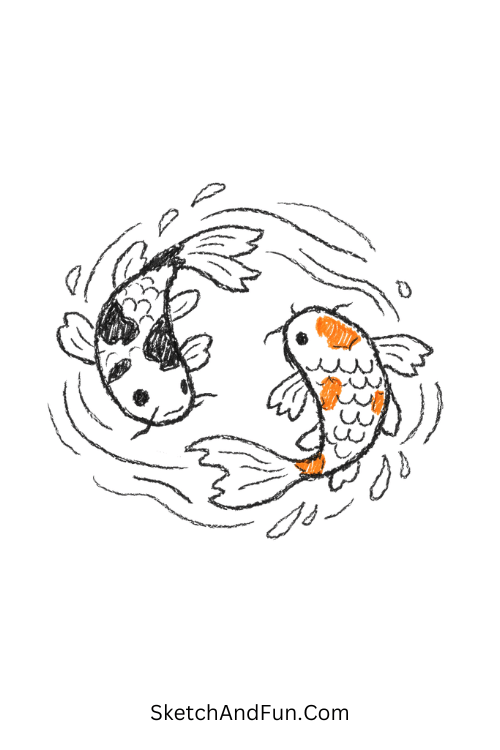 advanced zen doodle designs koi fish flowing in circular water motion