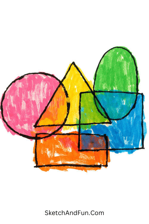 Layered transparent shapes with Posca pen art ideas for beginners overlapping color effects