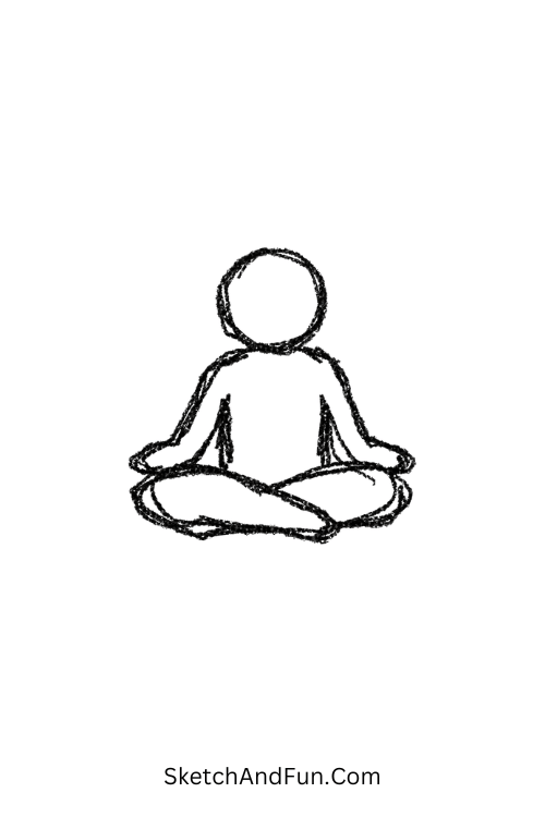 Mindful zen drawing ideas showing calm seated meditation form