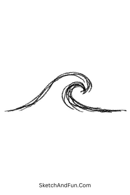 Easy zen drawing for kids showing soft curling wave motion