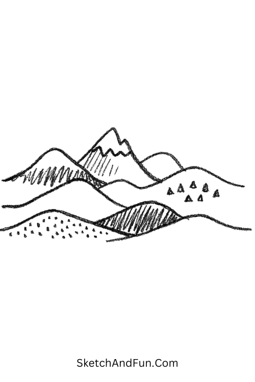 zen doodle ideas peaceful mountains with layered minimal line work
