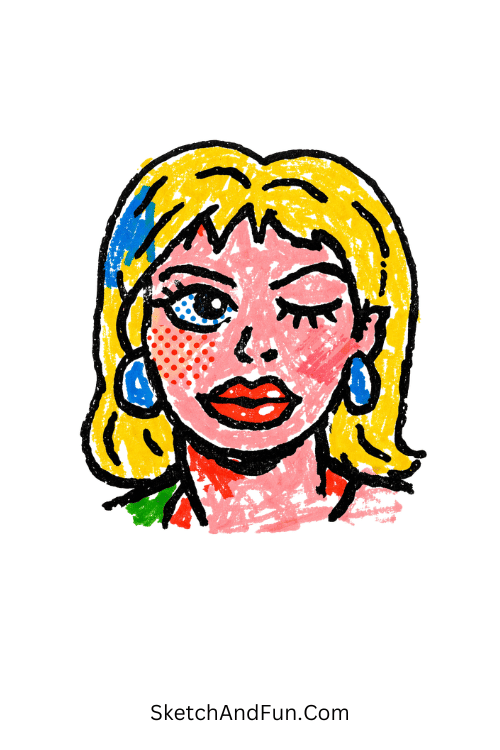 Pop art portrait using Posca pen drawing tutorials for beginners comic style bold face art