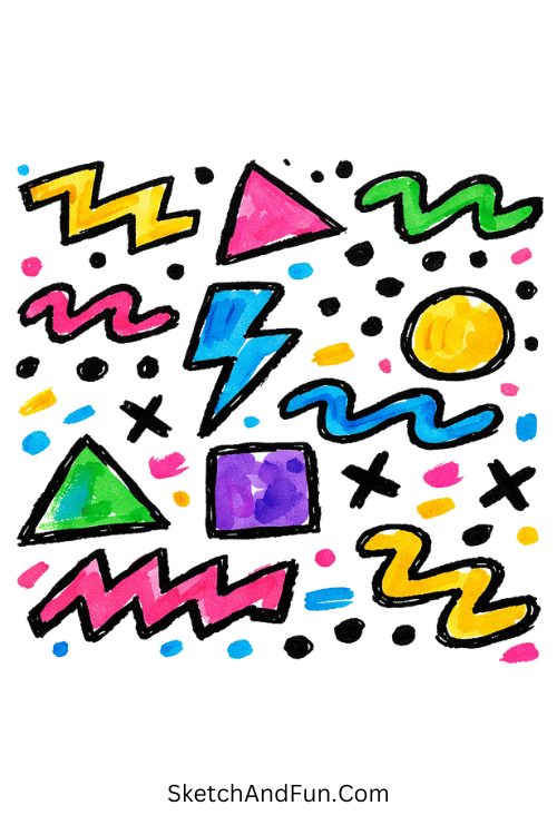 Retro 90s pattern art inspired by Posca pen art ideas Pinterest bold nostalgic shapes